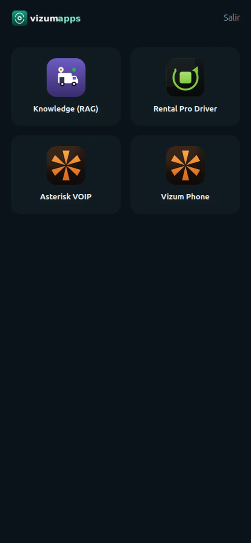 The Vizum Solo launcher: a grid of only the apps this person may open
